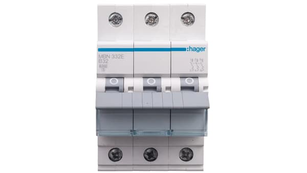 Hager afbryder 3P B 32A 6kA AC MBN332E