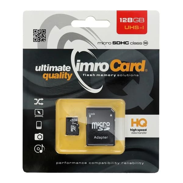 IMRO microSD 128GB CLASS 10 UHS I 100MB/s muistikortti SD-adapterilla