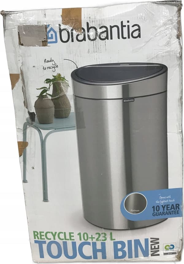 Brabantia Avfallshink Touch Bin New, återvinning, 23+10 L Platinum