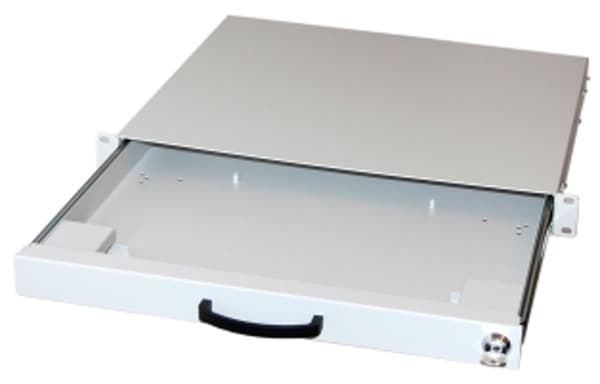 aixcase 19\" Räkki 1U Näppäimistö DE Trackball PS2 ja USB Vaaleanharmaa