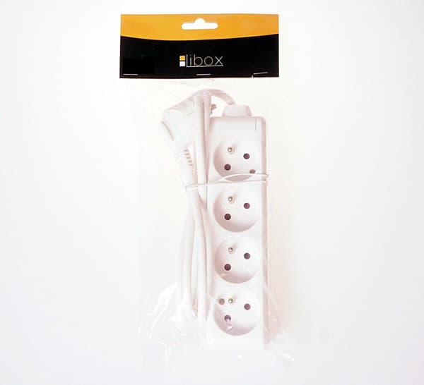 Libox 4 stikdåser, hvid, 3m (LB0082-3)