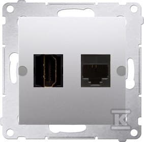 Simon 54 HDMI+computerstik RJ45 kat.6 sølvmat DGHRJ45.01/43