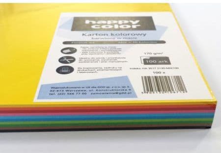 Farvet karton A4 170g farveblanding HAPPY COLOR