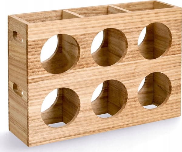 Zeller Stativ til 6 flasker, træ, 38 x 11,6 x 27 cm