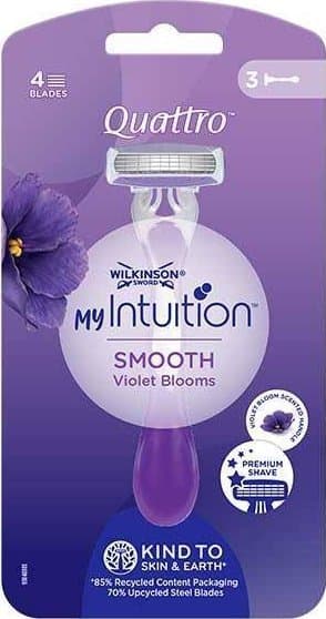 Wilkinson_MyIntuition Smooth Violet Bloom Barberblade Quattro 3 stk.