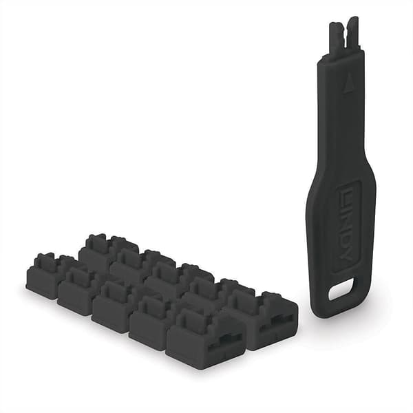 Lindy RJ45 Portlåse Sort, 10x + 1 Nøgle
