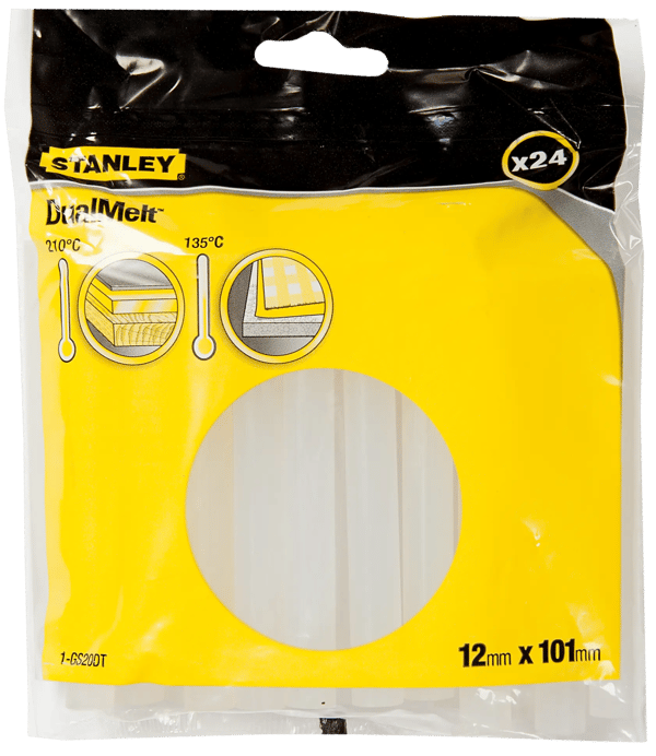 Stanley klæbeindsatser 12 mm x 100 mm gennemsigtig 24 stk 1-GS20DT