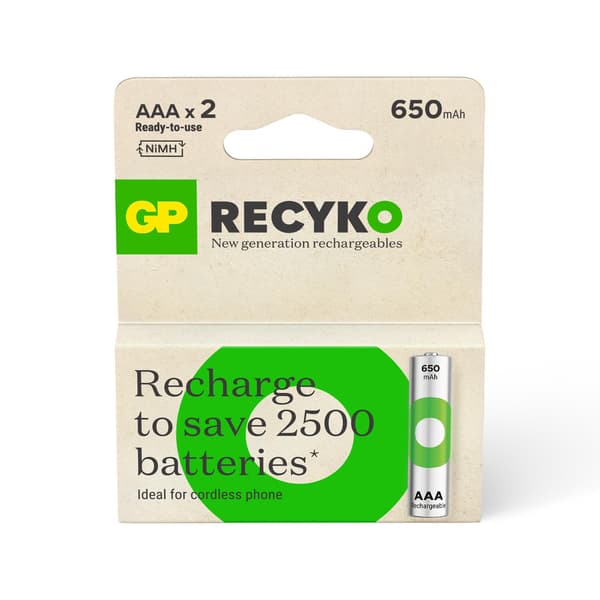 ACCU GP RECYKO AAA.650MAH 2KPL