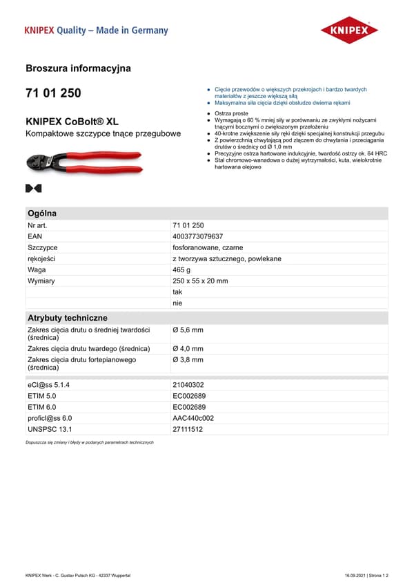 KNIPEX CoBolt Kompakti pulttileikkuri