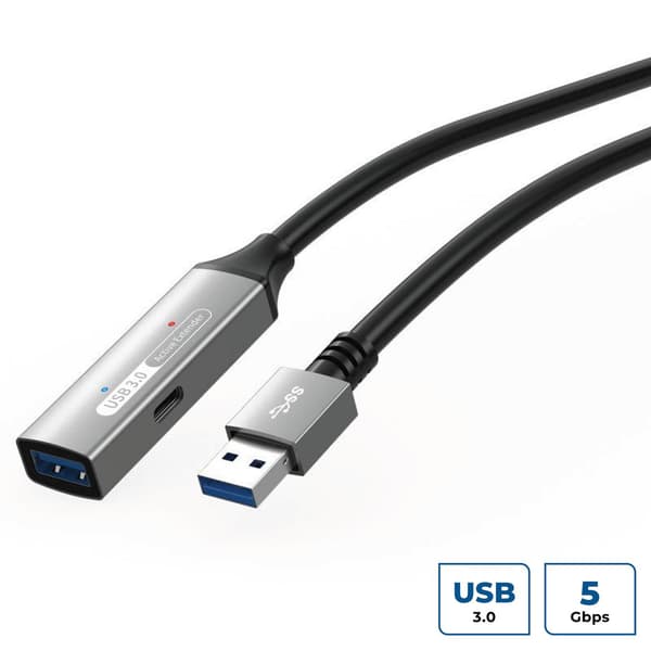 MicroConnect Premium Active USB 3.2 Gen 1-kabel, 10m A-A M-F Med integrerad repeater, 10m 5 Gbps dataöverföring,