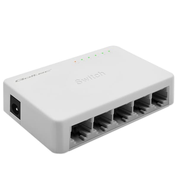 Qoltec SWITCH Netværksswitch 5 x RJ45 Port | 1000Mbps | Fast Ethernet | LAN