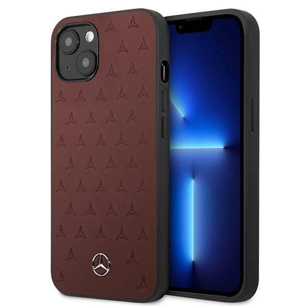 Mercedes lædercover med stjernemønster til iPhone 13 mini – Rød