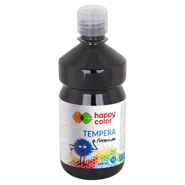 Premium temperafärg 500ml svart HAPPY COLOR