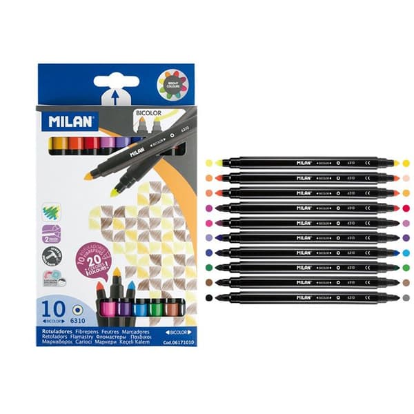 Bicolor tuschpenne 10 stk-20 farver MILAN