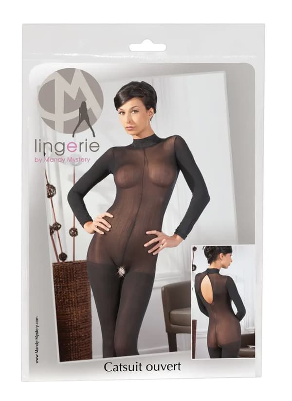 Catsuit med blondekrave S/M