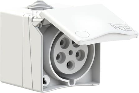Påbygningsstikkontakt 32A 5P 400V rød IP44 DESIGN 875-6v