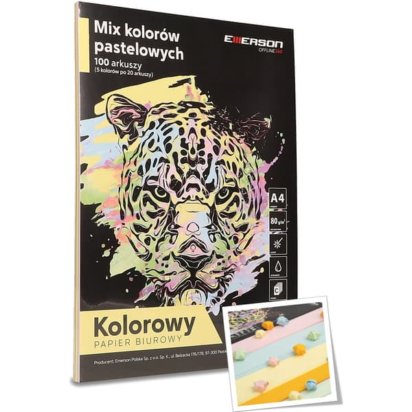 Emerson Kopipapir A4 80g Blandede Farver 100 Ark