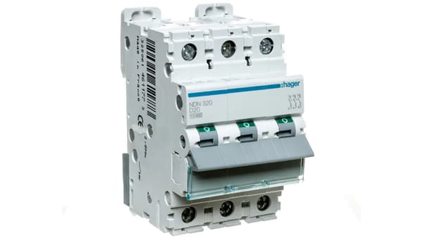 Hager Adapterswitch 3P D 20A 10kA AC (NDN320)