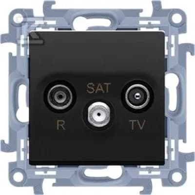 SIMON 10 RTV-SAT Gennemgangsantennestik til ramme sort mat CASP.01/49