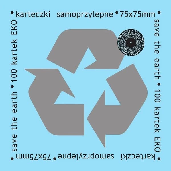 Selvklæbende noter øko 75x75mm 100K blekitty
