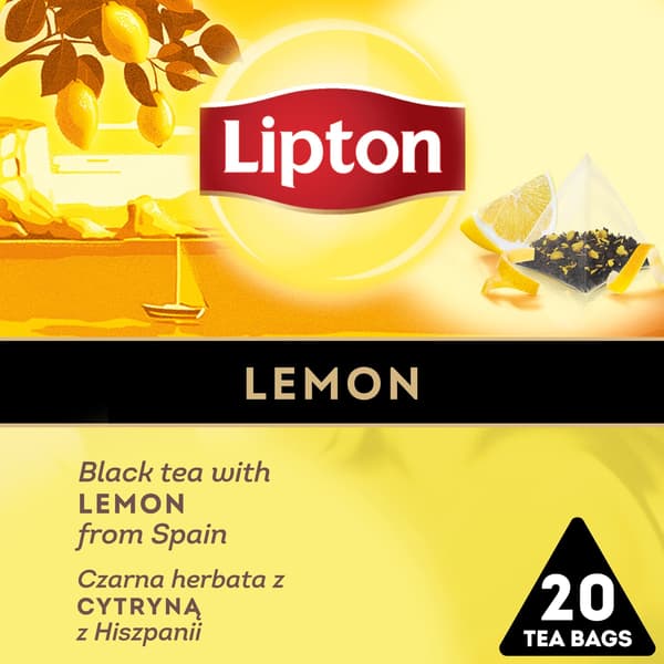 Lipton Te LIPTON, pyramider, svart, citron, 20 påsar