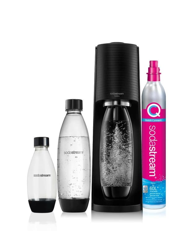 SodaStream Terra Megapack QC -hiilihapotuslaite, musta, sis. 3 pulloa (2270214)
