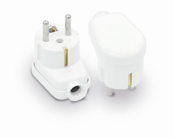 UNI-SCHUKO VINKELSTIK, 2P+J, 16A, 250V HVID