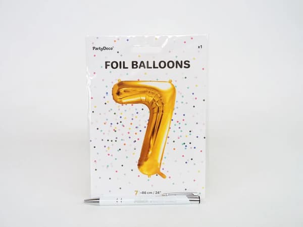 Party Deco Folieballon Nummer \"7\", 86cm, Universal Guld