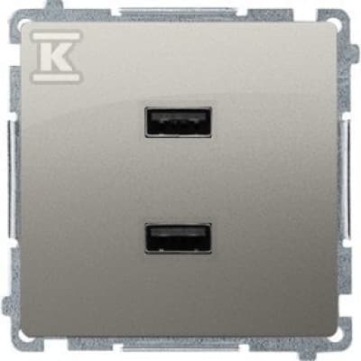 Simon Basic Batterioplader 2 x USB (Modul), 2,1 A, 5V DC, 230V Satin BMC2USB.01/29/B