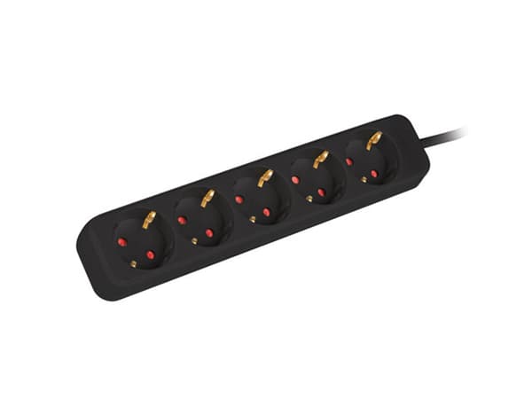 Strømskinne - 5 stikdåser Schuko Lanberg PS0-05F-0150-BK 1,5 m Sort
