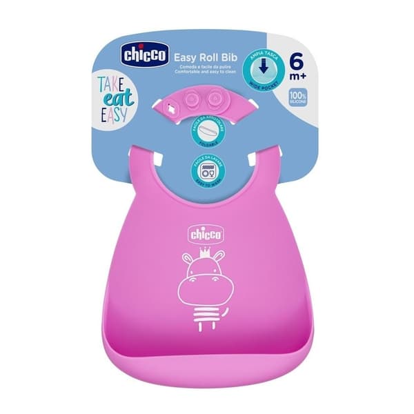 CHICCO-102191 SILIKONINEN RUOKALAPPU PINKKI