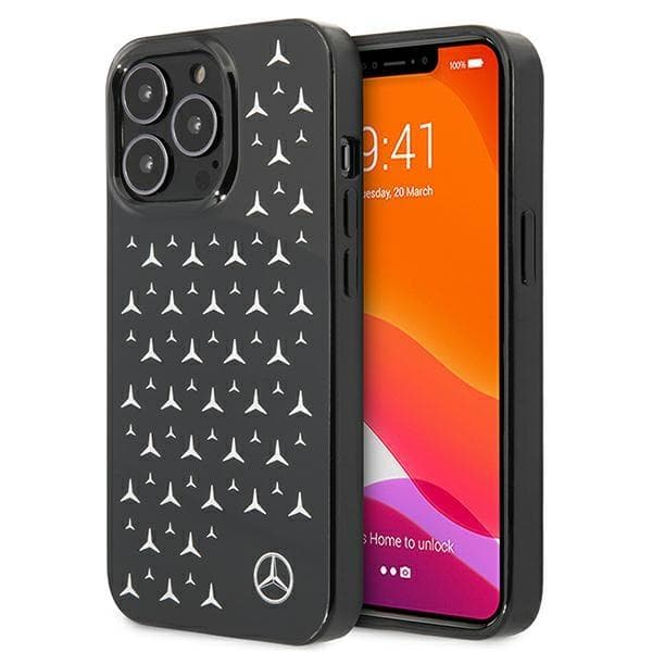 Mercedes Silver Stars Mönsterfodral för iPhone 13 Pro / iPhone 13 - Svart