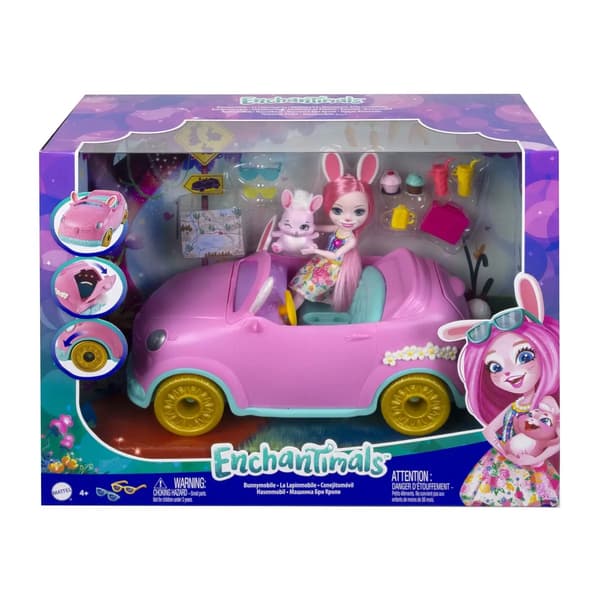 Legetøjsbil Mattel Enchantimals Bunnymobile 12 Dele