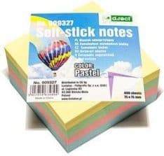 Selvklæbende blok 76x76mm pastel D.RECT