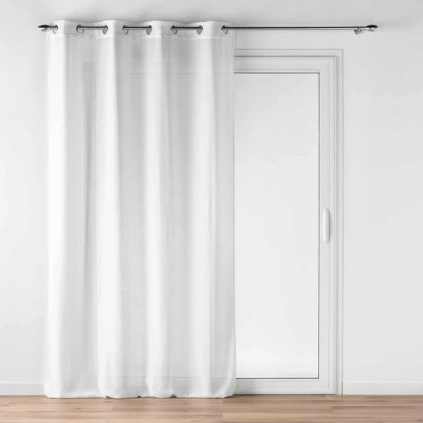 Douceur d`Interieur Hvidt gardin med ringe og hør-effekt, LUOLINE, 140 x 240 cm