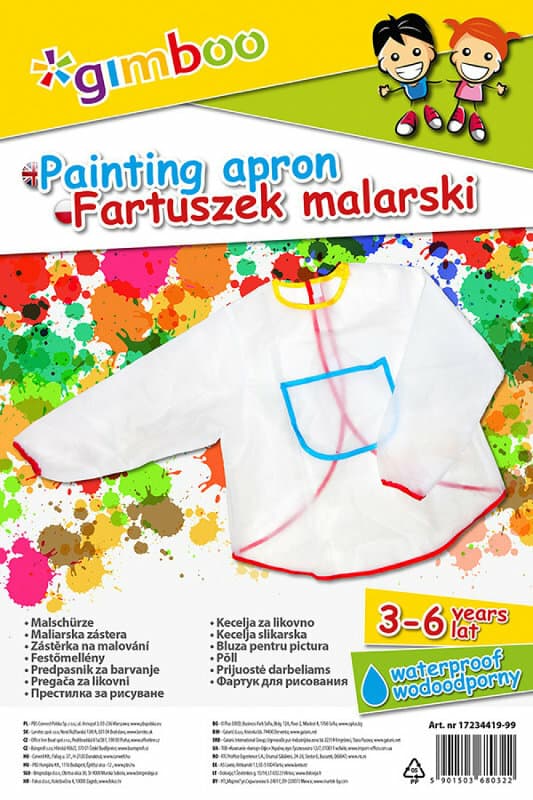 GIMBOO maleforklæde størrelse 3-6 år transparent p6 pris for 1 stk