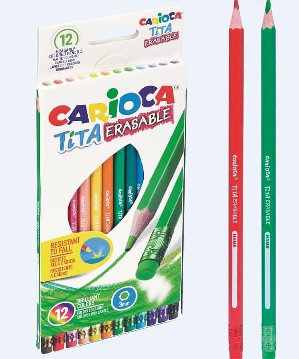 Suddgummi pennor 12 färger CARIOCA