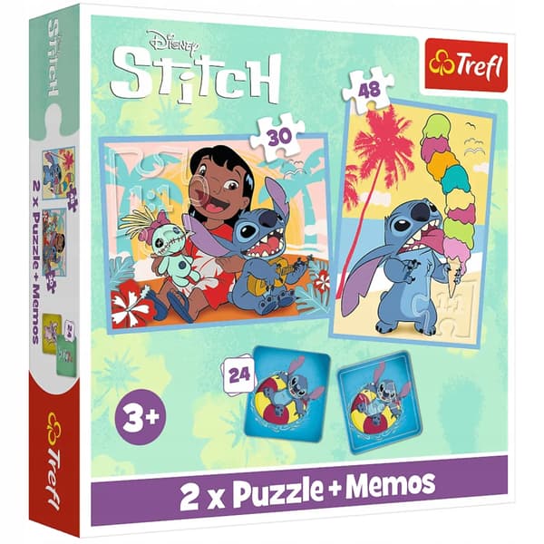 Pussel 2i1 + memos Glad dag Lilo&Stitch TREFL