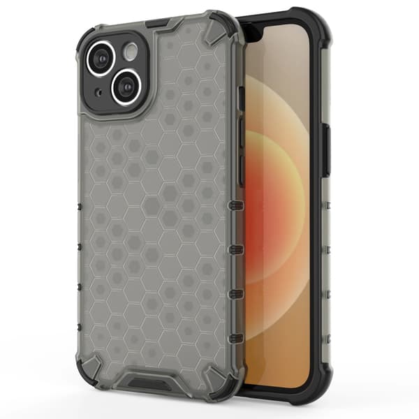 Honeycomb-etui til iPhone 14 pansret hybridetui sort