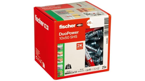 Fischer DUOPOWER dyvel 10X50 S DIY 535461 /25 stk /