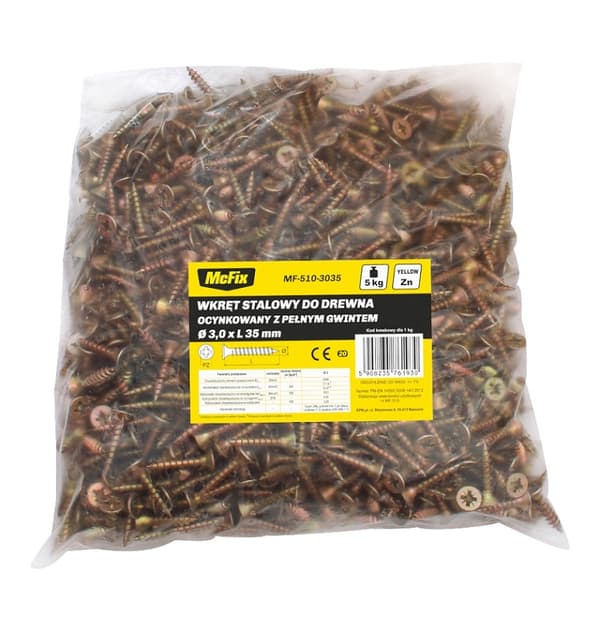GUL GALVANISERET TRÆINDSATS 5.0*25MM