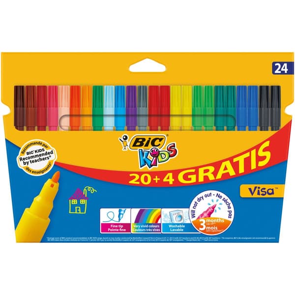 Visa tuschpenne farver 20+4 farver BIC