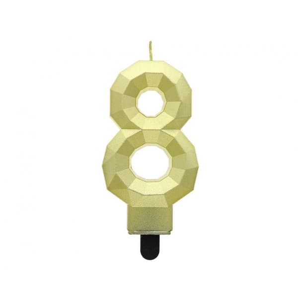 Tårtnummer 8 Diamant metallisk guld 7,6cm Godan