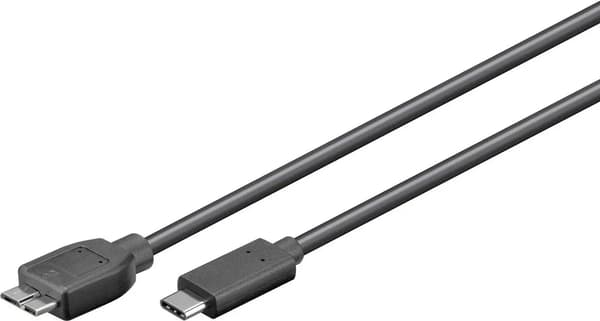 MicroConnect USB-C til USB 3.2 1 Gen 1 Micro B 0,6M Sort, til synkronisering og opladning, hastighed på 5 Gbs. 4,5W
