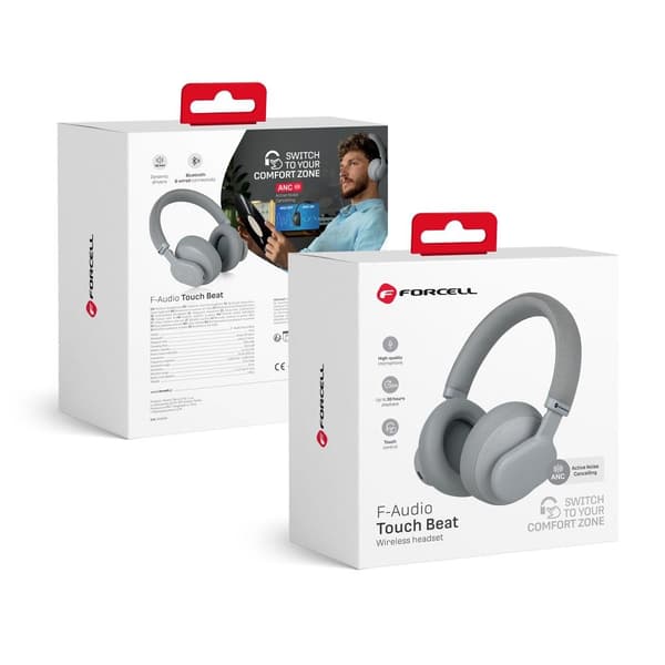 FORCELL F-AUDIO trådløse ANC Touch Beat hovedtelefoner grå