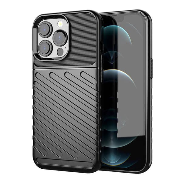 Thunder Case Flexibelt Robust Pansar Mobilskal TPU Skyddsfodral för iPhone 13 Pro svart