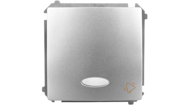 Kontakt-Simon Trykknapklokke Simon Basic enkelt med belysning 10AX 250V sølvmat (BMD1L.01/43)