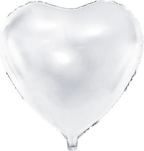 Folieballon Hjerte, 61cm, hvid