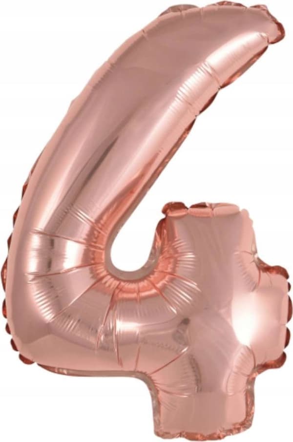 Folieballon mini nummer 4 pink guld 32x40cm 9909692