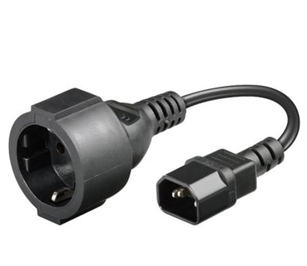 MicroConnect strømkabel C14 -Schuko M-F 0,23m. 3Gx1MM2, 10/16A 250V